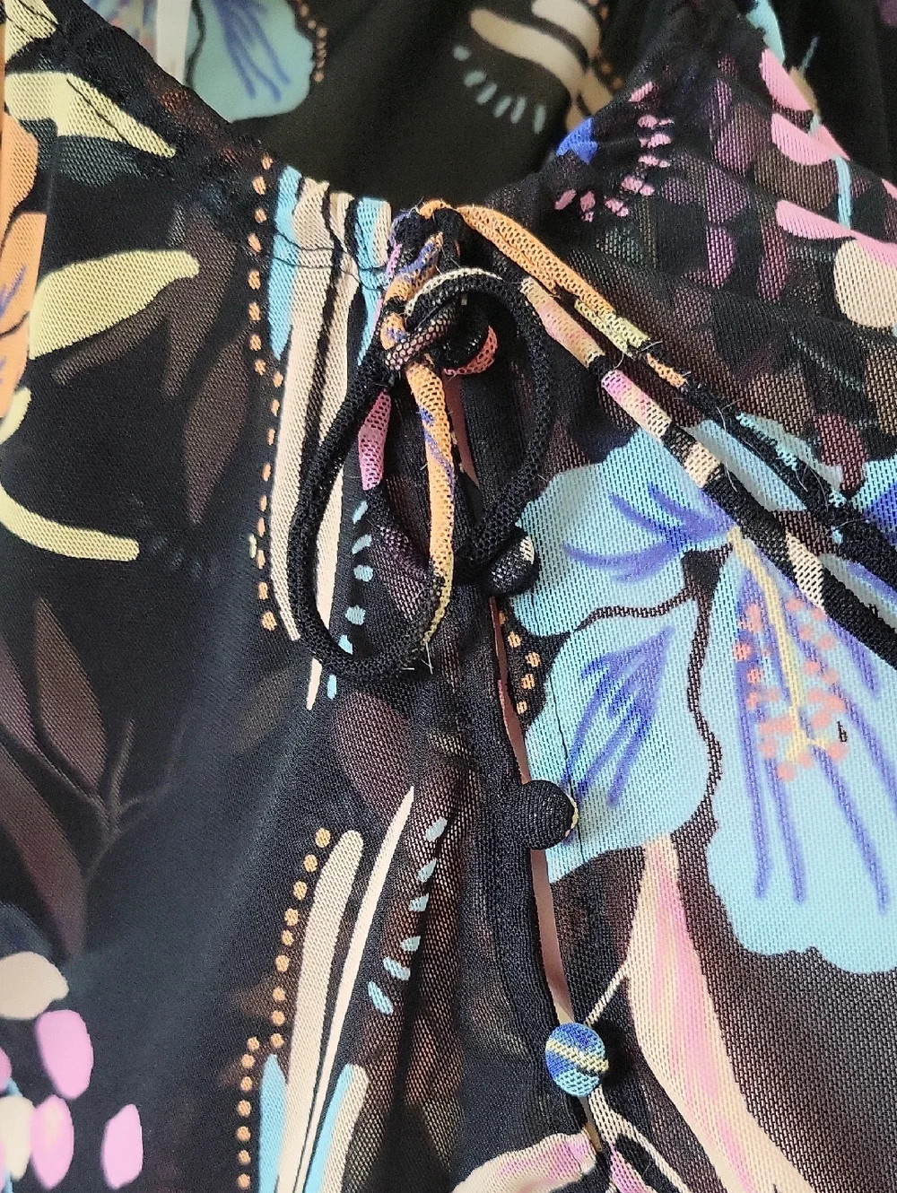 Free‎ People Of Paradise Floral Mesh Long Sleeve Top Size Small